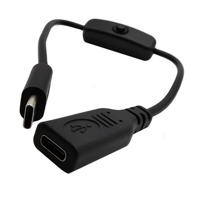 Type C Power Extension Cord with Easy Switches 30cm 22AWG 3A 30V for