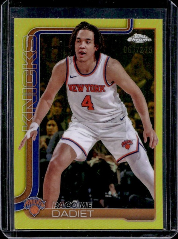 2025-26 Topps Chrome Pacome Dadiet Yellow Refractor #/275 Knicks