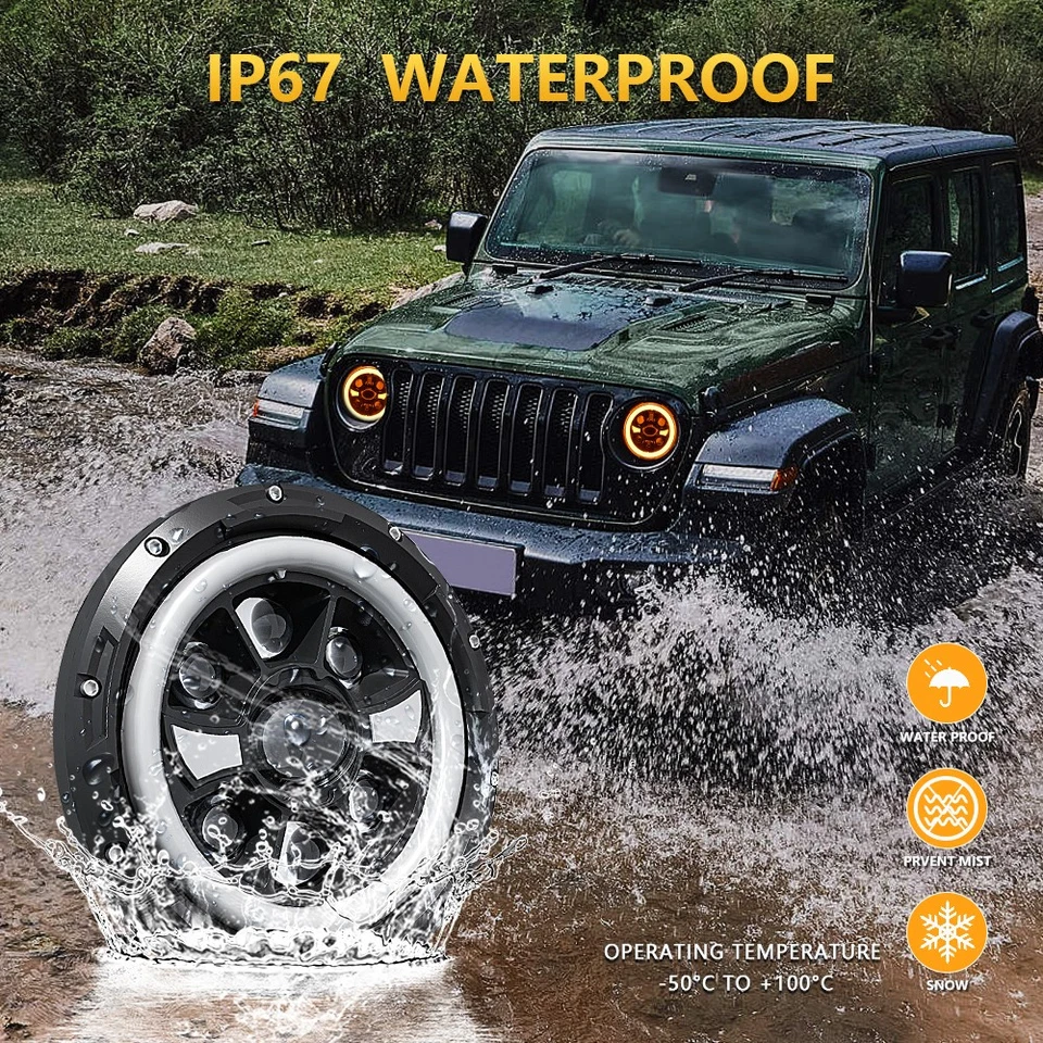 Par de faros LED redondos de 7 pulgadas aptos para Plymouth Valiant 1963-1976 haz alto bajo Foto 4 de 4