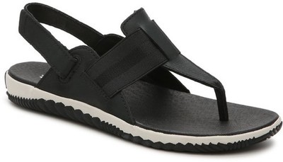 Sorel 4,5 UK EU schwarze weiche Zehenstegsandalen aus 100 % Leder & Fersenriemen NEU UVP £80