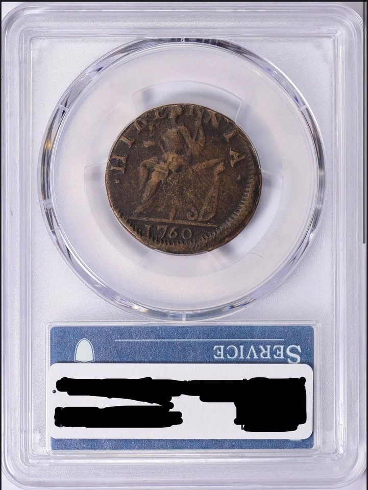 1760 Colonial copper  Voce Populi , no P half penny PCGS XF45 OGH Special Holder - Image 3 of 3