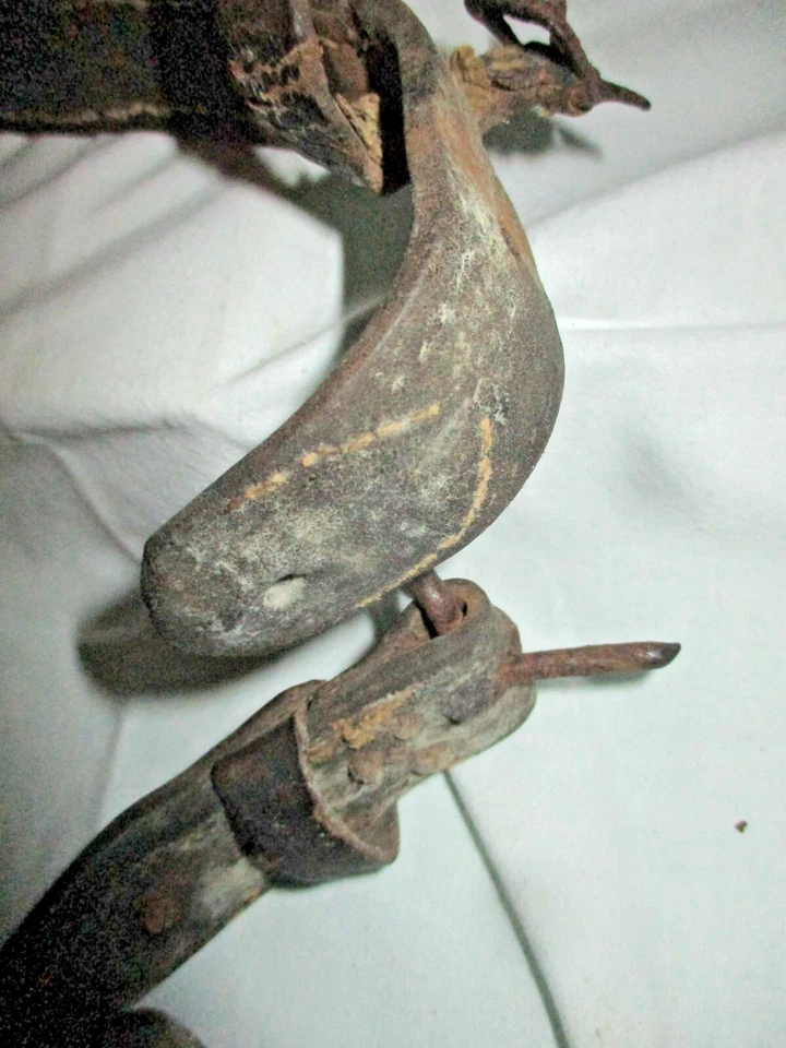 Ancien Collier a grelots grelotière d'attelage XIX bronze et cuir-cheval -deco,  - Photo 3/4