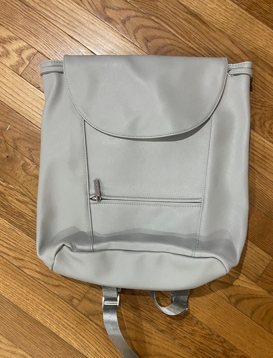 New Backpack Bag Gray Drawstring Faux Leather | eBay