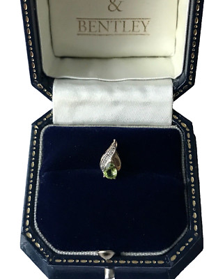 Peridot & Diamant Anhänger 9kt Gold Vintage Pendant - kleiner Peridot Goldanhänger