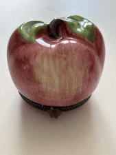 Pierre Deux Apple Trinket Box, Vintage Porcelain Trinket Box France 