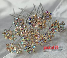 20 x Stunning Diamante AB Crystal High Quality Bridal Wedding Floral Hair Pins
