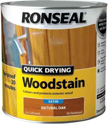 Ronseal schnelltrocknende SATIN regendichte Holzlasur 2,5l Eiche natur