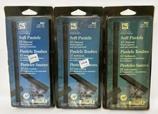 Loew Cornell 12 Charcoal Soft Pastels Lot of 3 Finest Pigment Artist NOS New