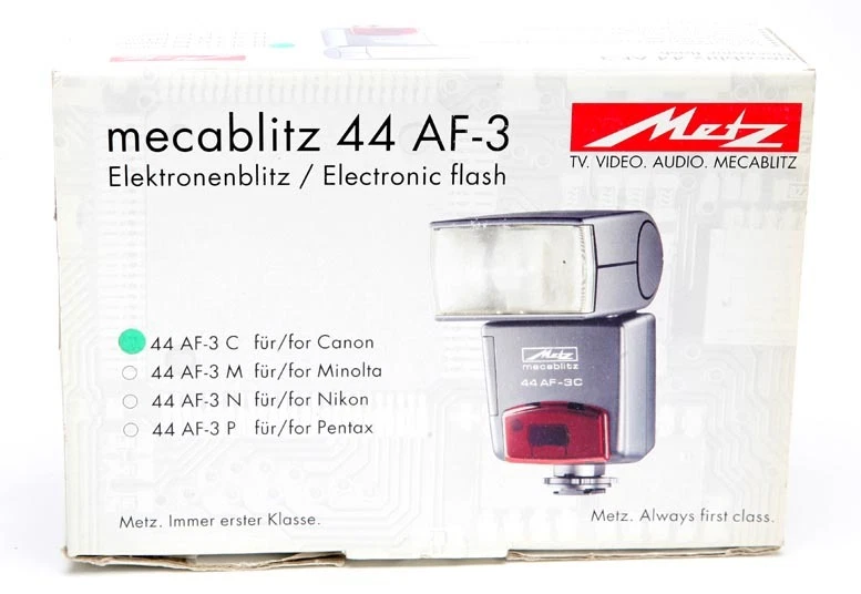 Metz Mecablitz Flash 44 AF-3 For Canon SLR FILM Cameras. Ex. Clean. Box. Manual. - Image 2 of 2