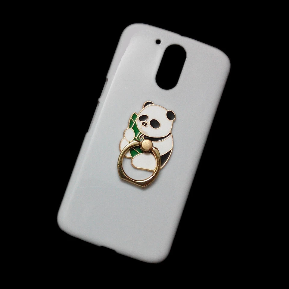 For Phones 3D Cute Panda Finger Ring Stand Holder White Back Hard Skin Case - Image 4 of 4