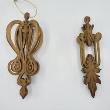 Wooden Christmas Holiday Tree Ornaments Laser Cut Wood Set Of 2