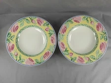 PAIR OF VILLEROY & BOCH A ROSE 9 3/8 INCH RIMMED SOUP BOWLS