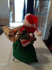 1967 Vintage Annalee Santa with Christmas Bag & Tuba 9" tall wire stand  — photo 3