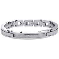 Mens Stainless Steel Genuine White Diamond Bangle Bracelet 9.5mm Id Link 0.65 Ct on sale Mens Stainless Steel Genuine White Diamond Bangle Bracelet 9.5mm Id Link 0.65 Ct on sale