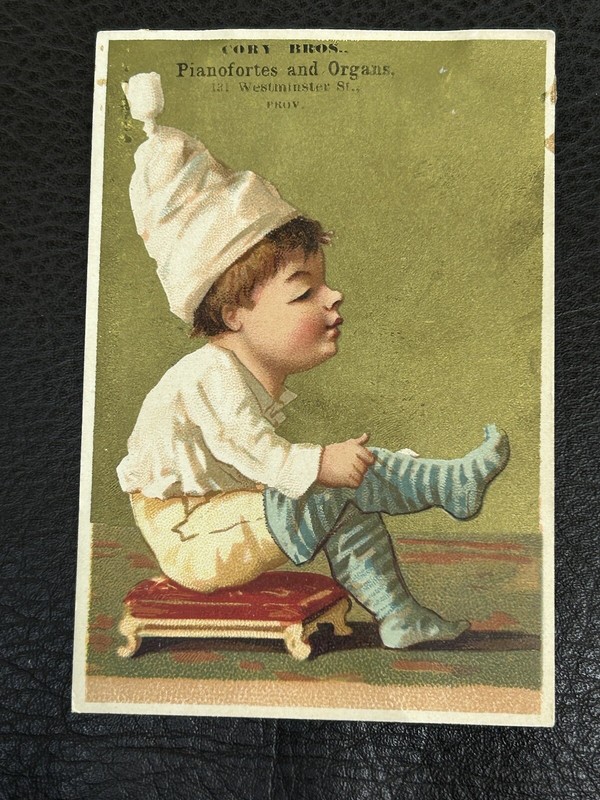 Victorian Trade Card Philadelphia Pa Cory Bros. Pianofortes & Organs Little Boy