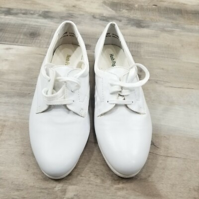 Hush Puppies Womens Comfort Sneakers Oxfords White Leather Size 10