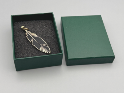 Coach Double Sided Logo Signature C Feather Charm Necklace Pendant