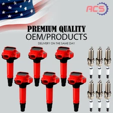 6X OEM High Energy Ignition Coil & 6X Iridium Spark Plugs For Ford Lincoln UF553