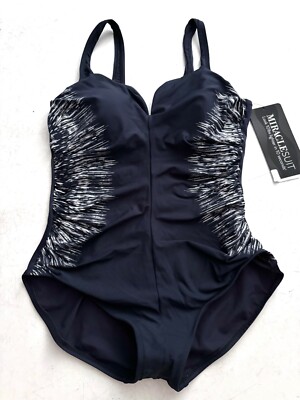 Miraclesuit Nwt Blue Silver Shores Temptress One Piece Swimsuit 16