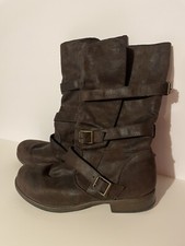 Crown Vintage Distressed Suede Brown Buckle Boot Size 10