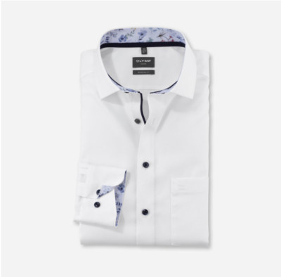 OLYMP  LUXOR Modern Fit Pure Cotton Shirt/White - 17''/43  New 2025 Version