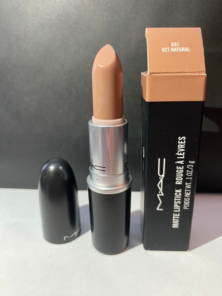Mac Matte Lipstick ACT NATURAL #651 - Full Size 3 g / 0.1 Oz. New