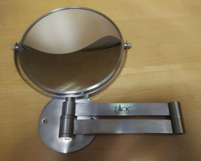Zack Rasierspiegel mit Schwenkarm und Wandhalterung, Silber, Gebraucht