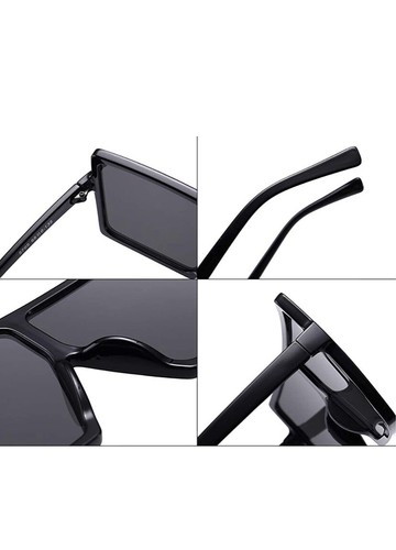 oversized chic flat sunglasses unisex blak brown ombre - Picture 5 of 22