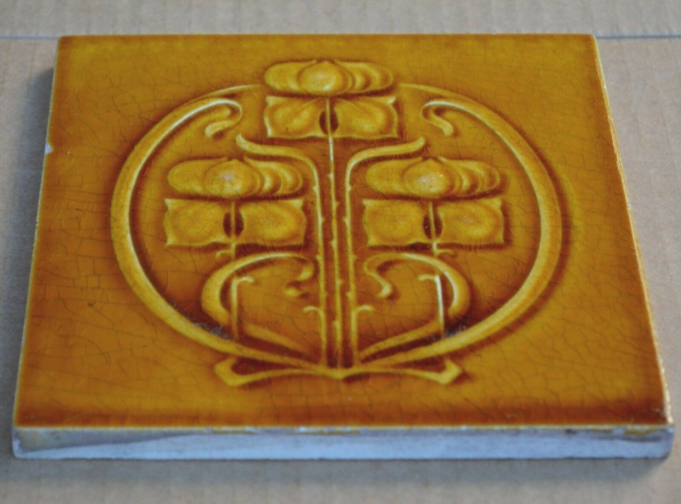ANTIQUE BOOTE - ART NOUVEAU MAJOLICA TILE C1900 | eBay