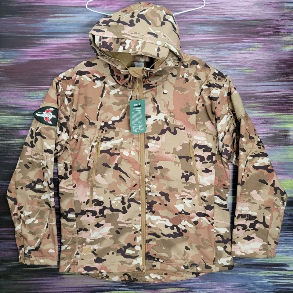 Jiang Kuo Camouflage Fleece Lined 2 Pc Set Sz XL Womens Pink Beige Black - Image 2 of 4