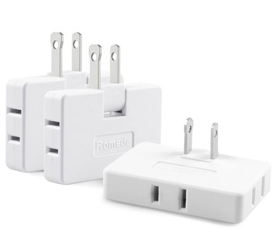 3 Pack AC Flat Wall Outlet Extender Flat Plug Adapter Outlet, Fold-Able 3 Way Wa