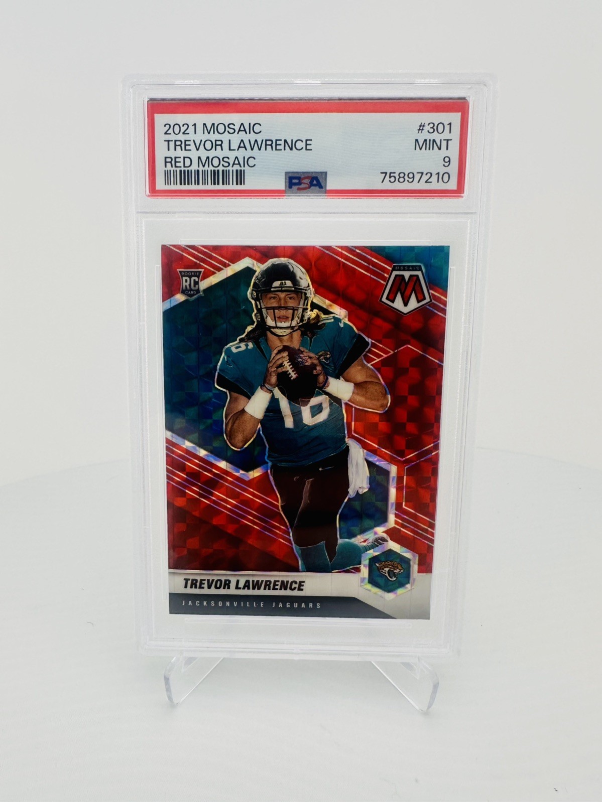 2021 Panini Mosaic - Rookies Trevor Lawrence #301 Red Mosaic Prizm (RC) PSA 9