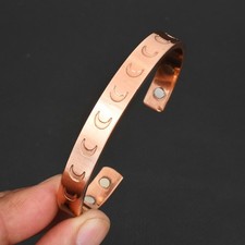 Bracciale Mezza Luna Design Rame Puro Magnetico Regolabile Fatto a Mano Gioielli CB-445