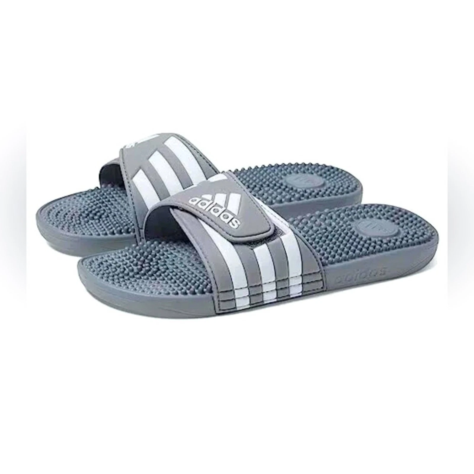 Adidas Unisex Adissage Slides Sandalo Grigio e Bianco 18 US Uomo Nuovo