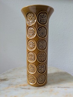 Large Mid Century Ceramic Vase Taurus Made In England Brown Vintage Scandi Retro