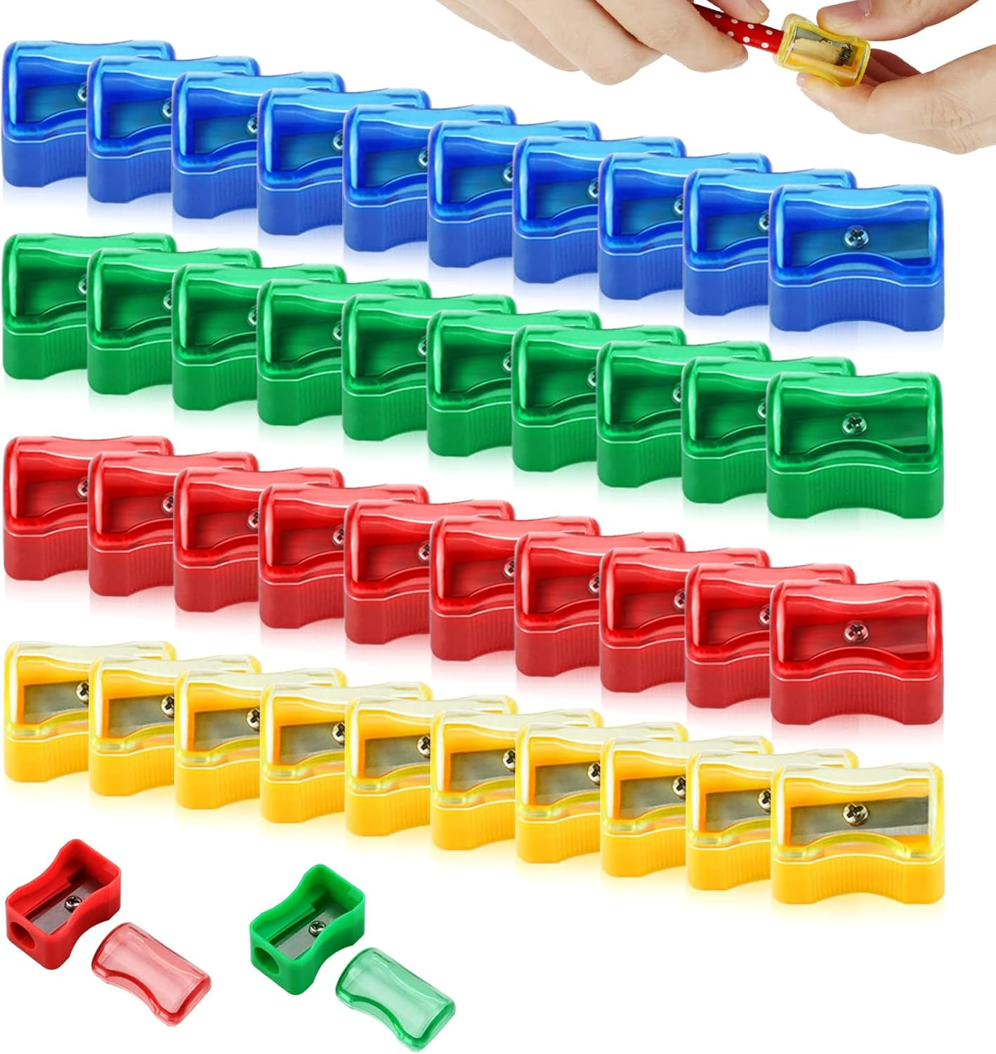 Sharpener - 96 Pcs Kids Manual Sharpener With Cap - Mini