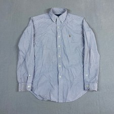 Polo Ralph Lauren Mens S Blue White Gingham Check Button Down Shirt Long Sleeve