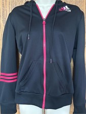 adidas Black Zip Hoodie Jacket with Pink Accents