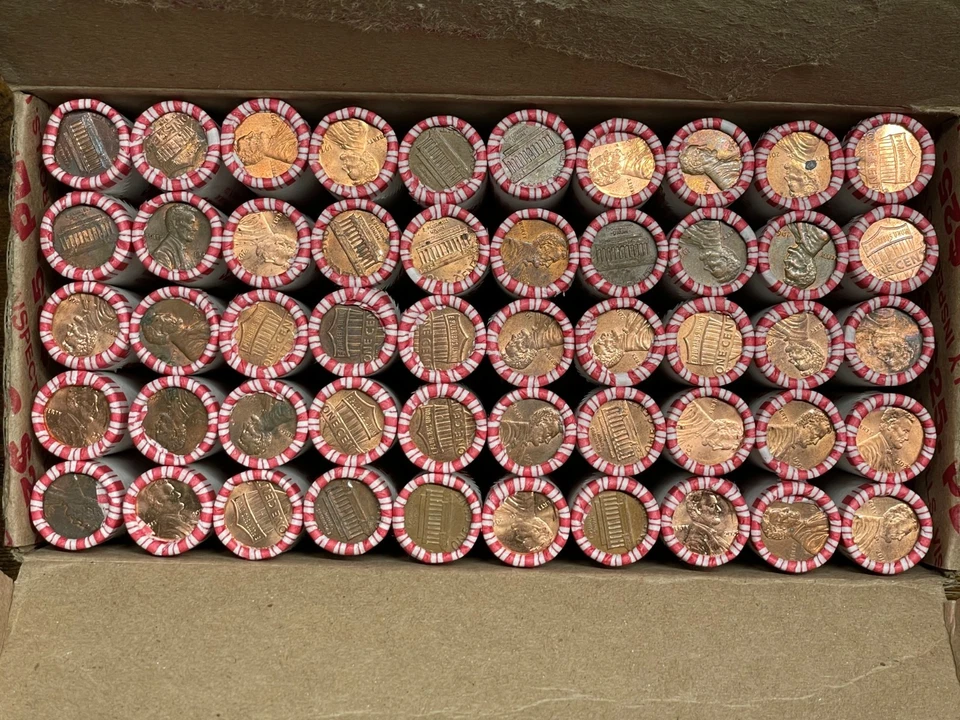 SEALED $25 Bank Box of 2,500 Pennies with 50 ROLLS ~ Find Wheats, Copper, Errors - Image 2 of 4