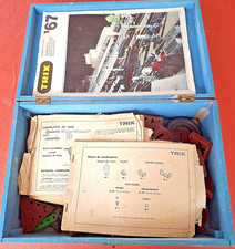 Meccano TRIX scatola in legno di costruzioni con manuali  e catalogo treni TRIX