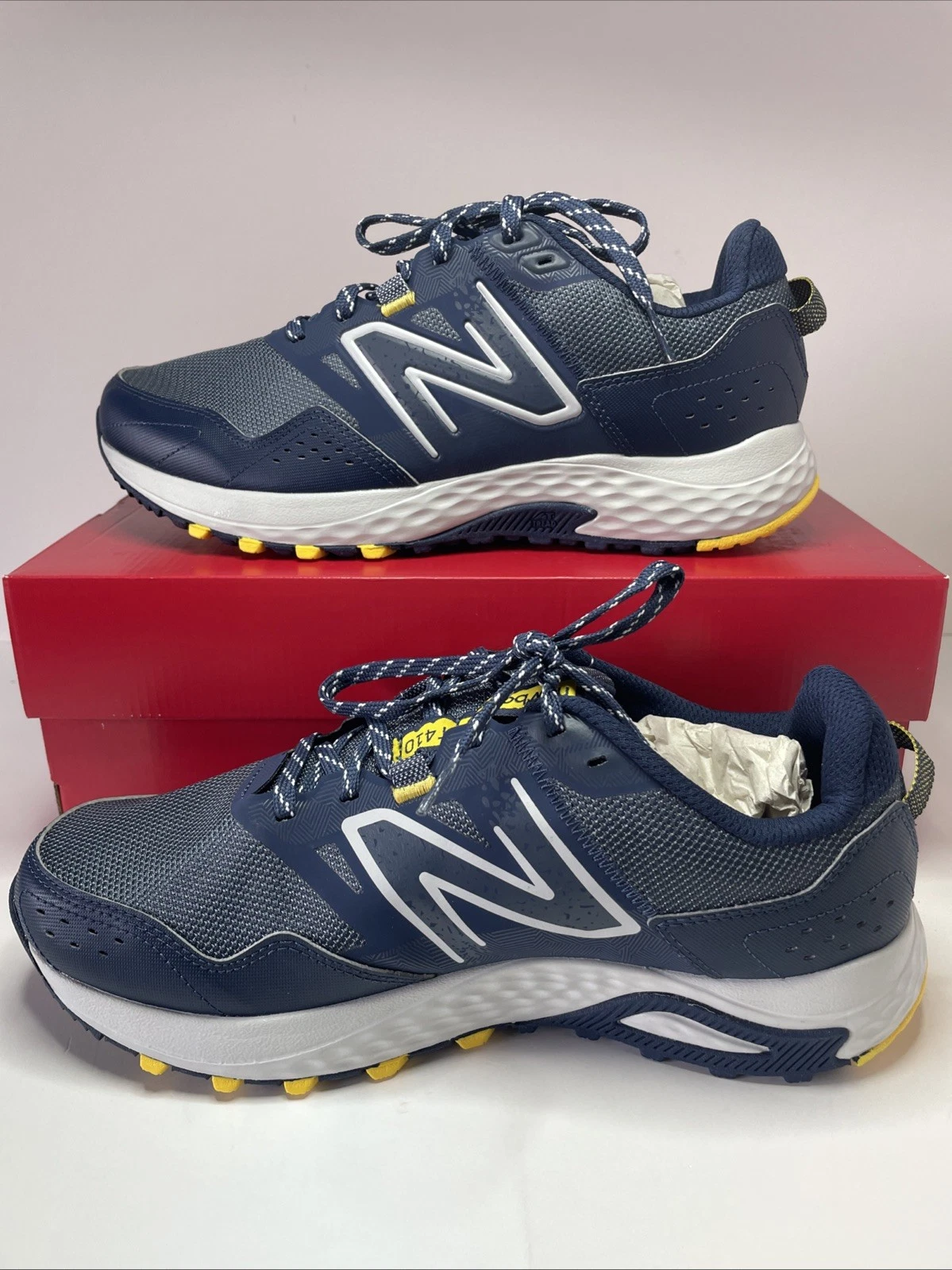 Scarpe da trail running New Balance 410V8 blu navy MT410NY8 uomo taglia 11 4E XWide