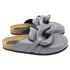 Jw Anderson Chain Loafer Mules In Leather Women Grey Size 37