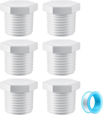 Tapón de drenaje para calentador de agua caliente para RV de 6 piezas con cinta, tapón de drenaje NPT de 1/2 pulgada blanco
