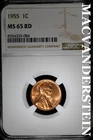 1955 Lincoln Wheat Cent- NGC MS 65 RD- Lustrous- No Reserve #SLA690