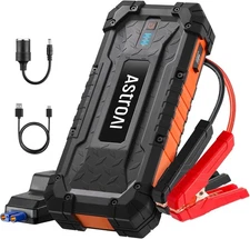AstroAI S8 Ultra 4000A Jump Starter, 24000mAh Car Starter(All Gas, Up Orange 