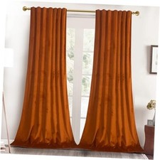 Velvet Curtains 108 inches - Super Soft 52"W x 108"L Pack of 2 Russet Orange