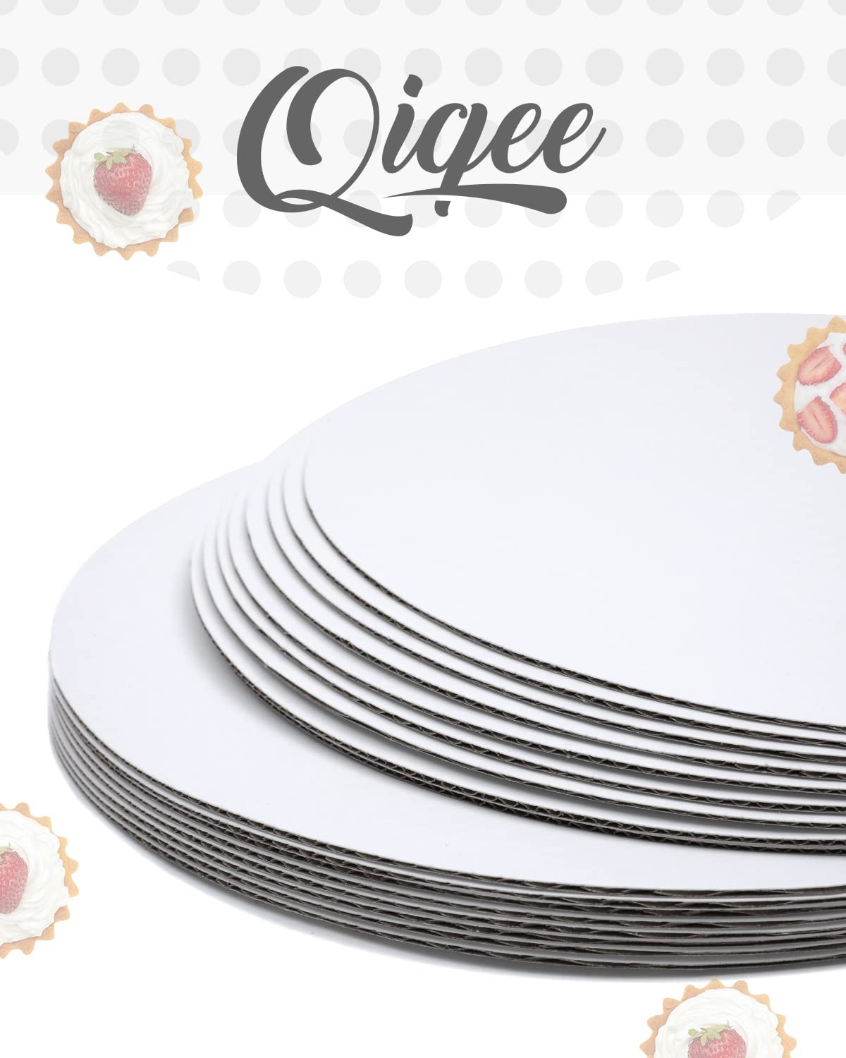 qiqee 40-Packs Cake Boards Round 12 Inch White Circles Rounds Base Food-Grade