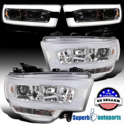 #ad Fits 2019 2024 Dodge Ram 2500 3500 Projector Headlight LED Strip Bar Pair $529.98
