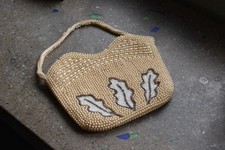 Vintage 1950s Beaded Top Handle Purse, Metal Zipper Closure   Vintage Purse
