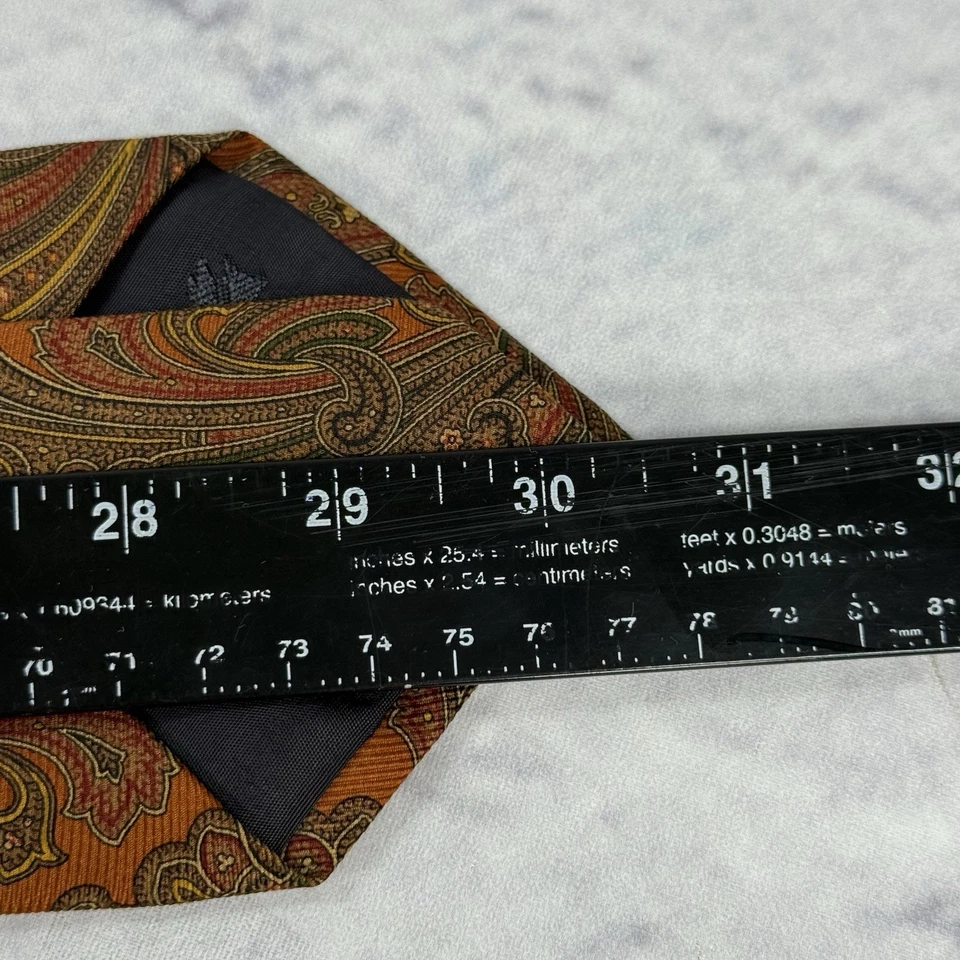 Corbata de seda italiana vintage Brooks Brothers Makers para hombre 61" naranja cachemir EE. UU. Foto 4 de 4